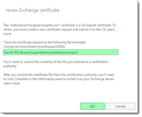 Select the Servers tab and Certificates sub-tab. . Please use cmdlets for renewing certificate exchange 2016
